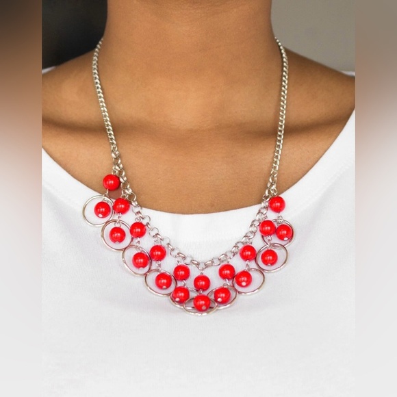 Elegant Silver and Red Jewelry Set - Picture 1 of 7